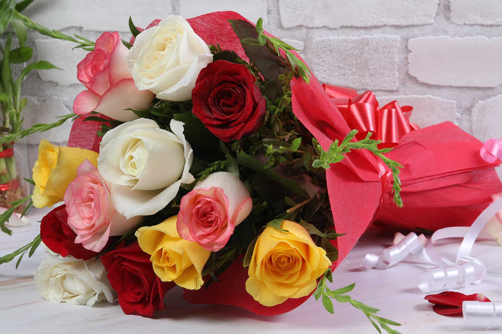 Order Rainbow rose collective bouquet  Online