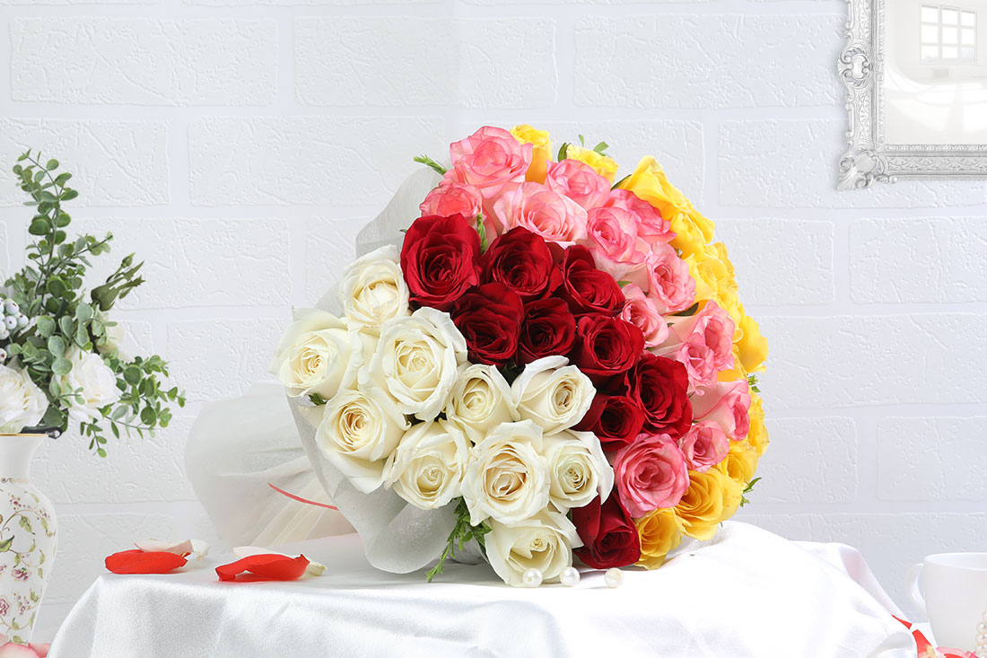 Buy Buy Multi Colored Rose Bouquet Online Online