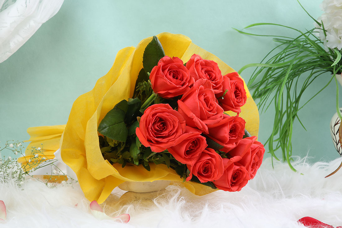Bunch of 10 Orange Roses Order Now