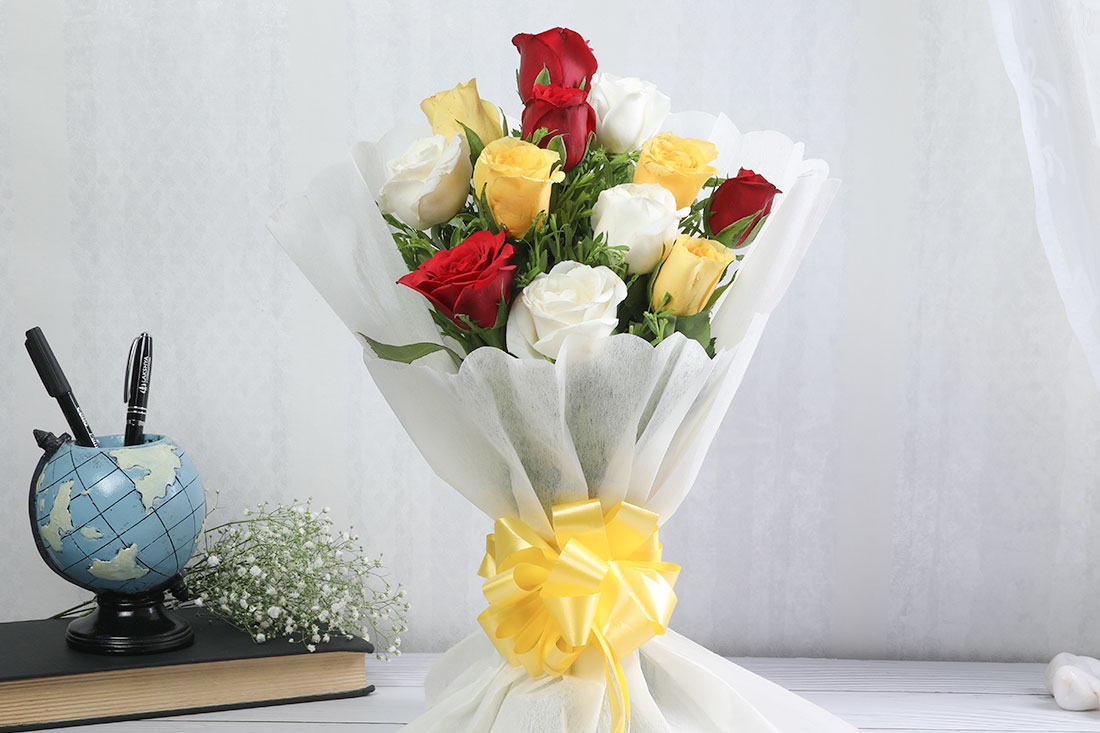 Red White And Yellow Rose Bouquet