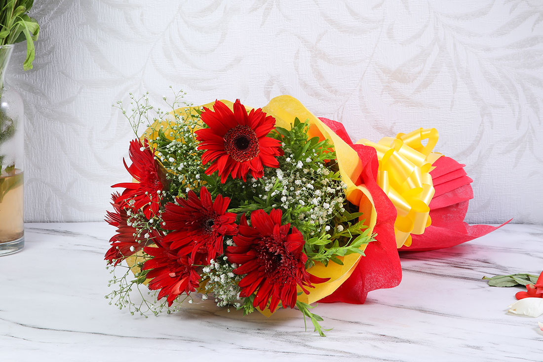 Send Bouquet of 6 Red Gerberas Online