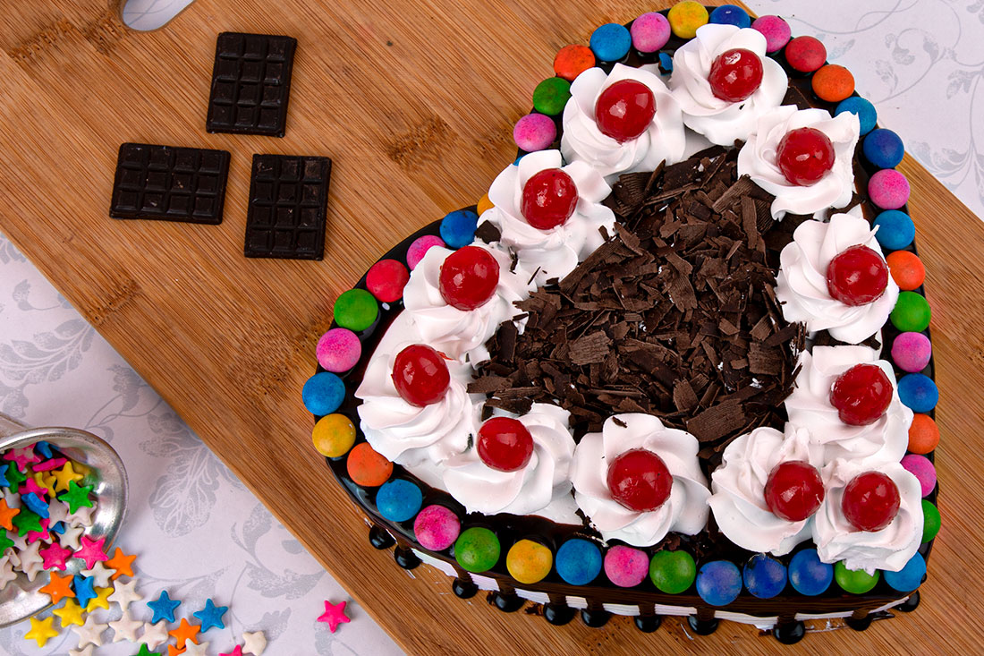 Send Cherry And Gem Loaded Black Forest Cake Online