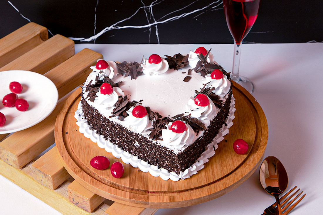 Heart Shaped Black Forest Valentine Cake Order Now