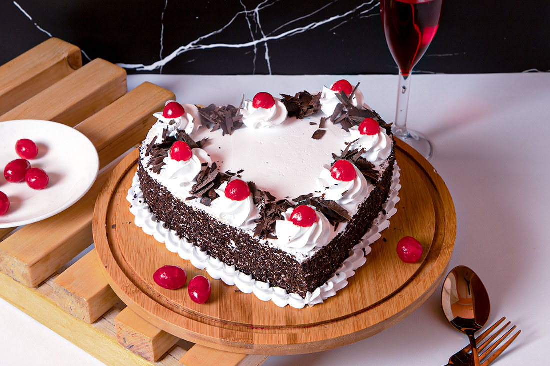 Heart Shaped Black Forest Valentine Cake Delivery