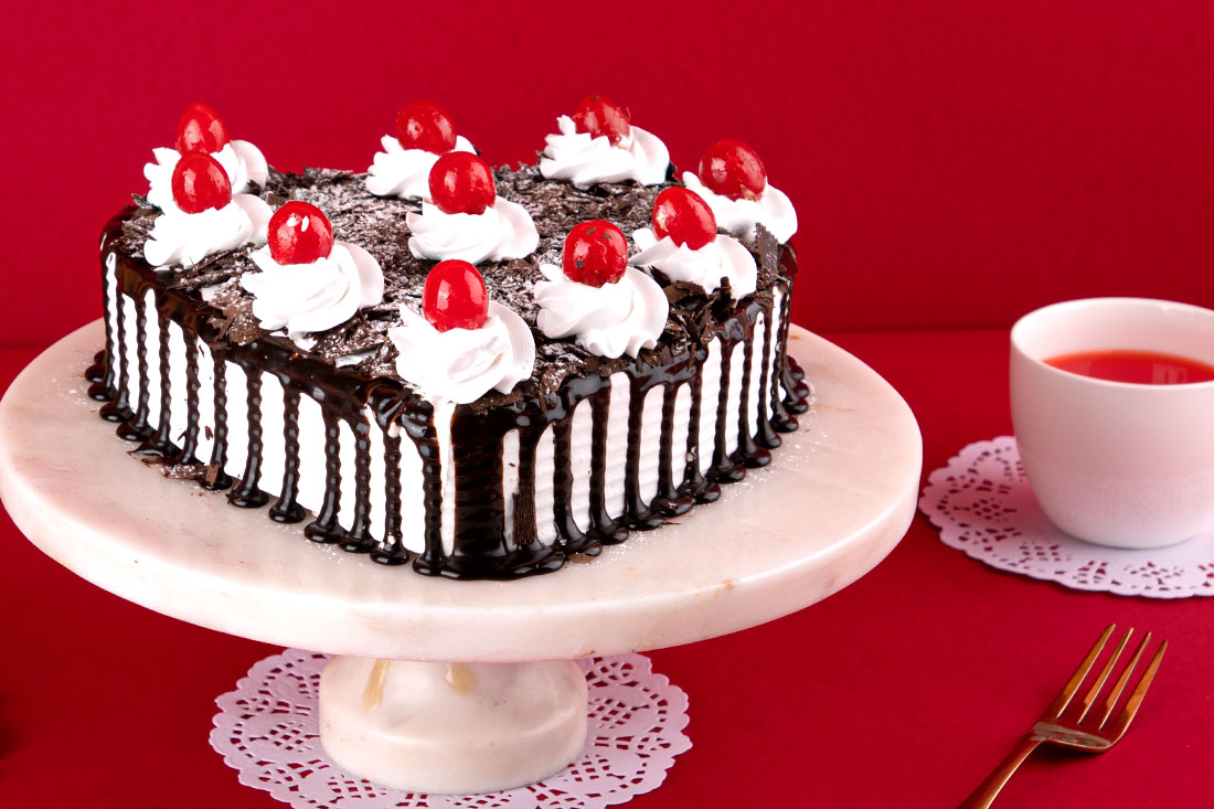 Black Forest Heart Shaped Cake