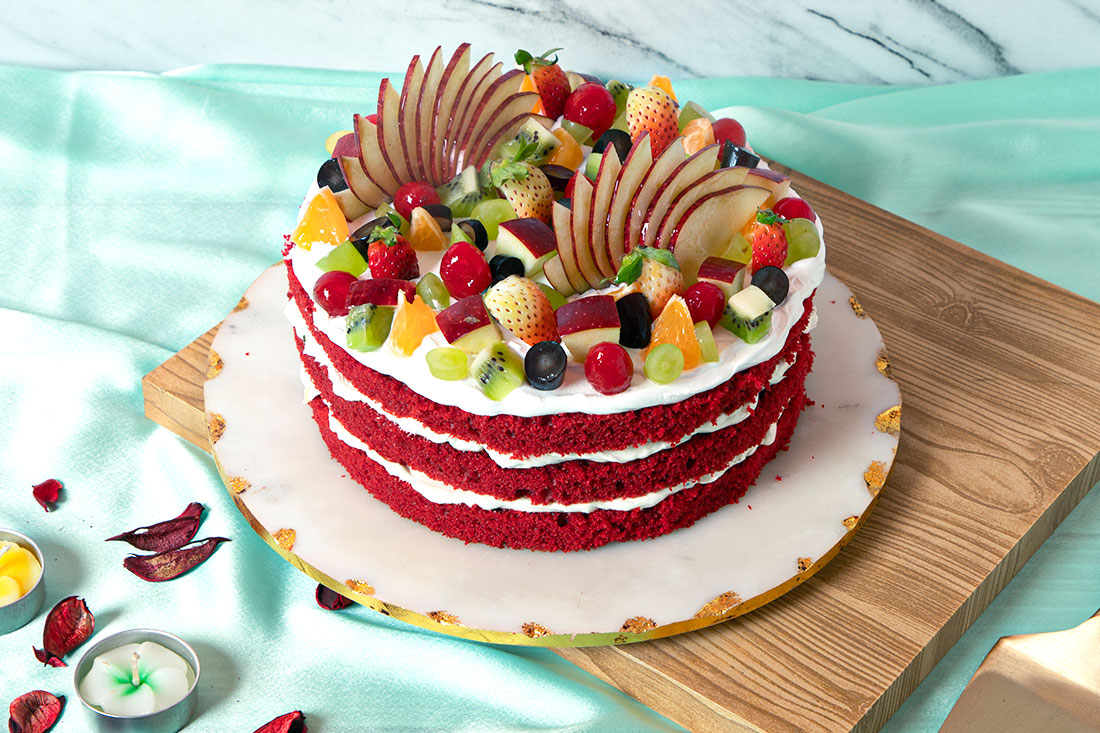 Fruit Velvet Cake: Online Delivery Available