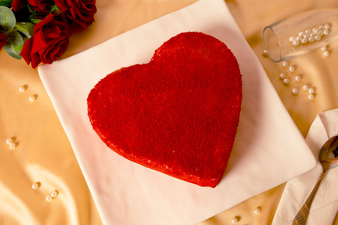 Heart Shape Red Velvet Cake for Anniversary