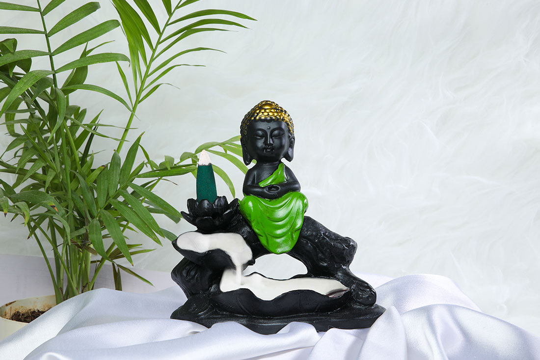 Meditating Buddha Black Metallic Figurine