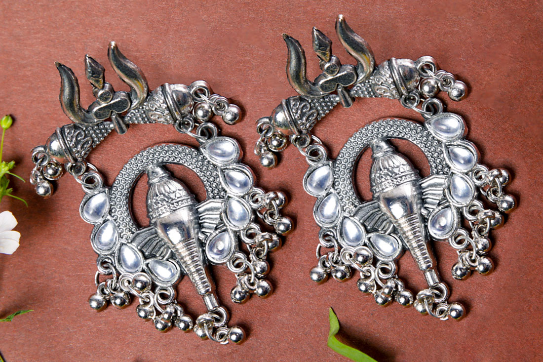 Divine Trishul Ocidised Earrings