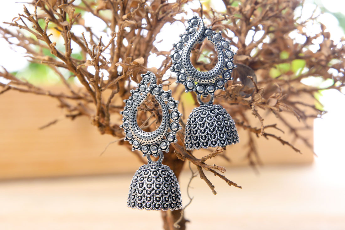 Traditional Oxidised Jhumkas