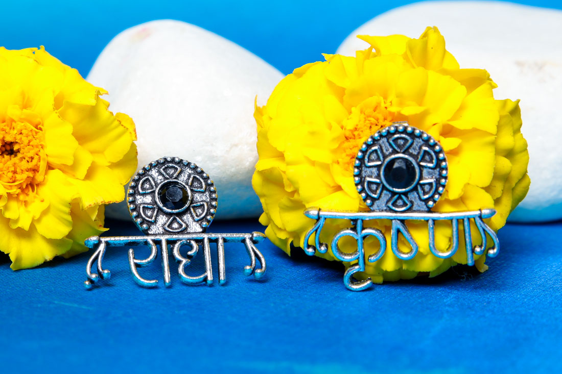 Radha Krishna Oxidised Earrings