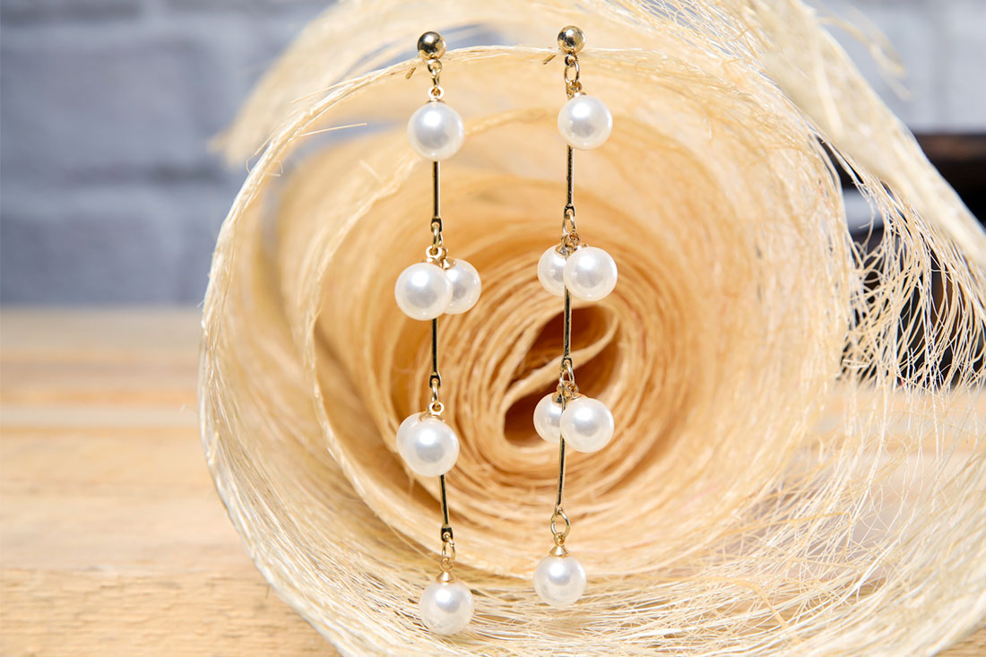 Stylish White Bead Korean Earrings Order Now