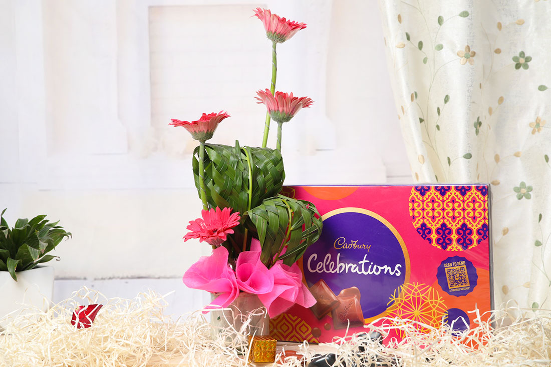 Gerberas with Cadbury Celebartions Send Now