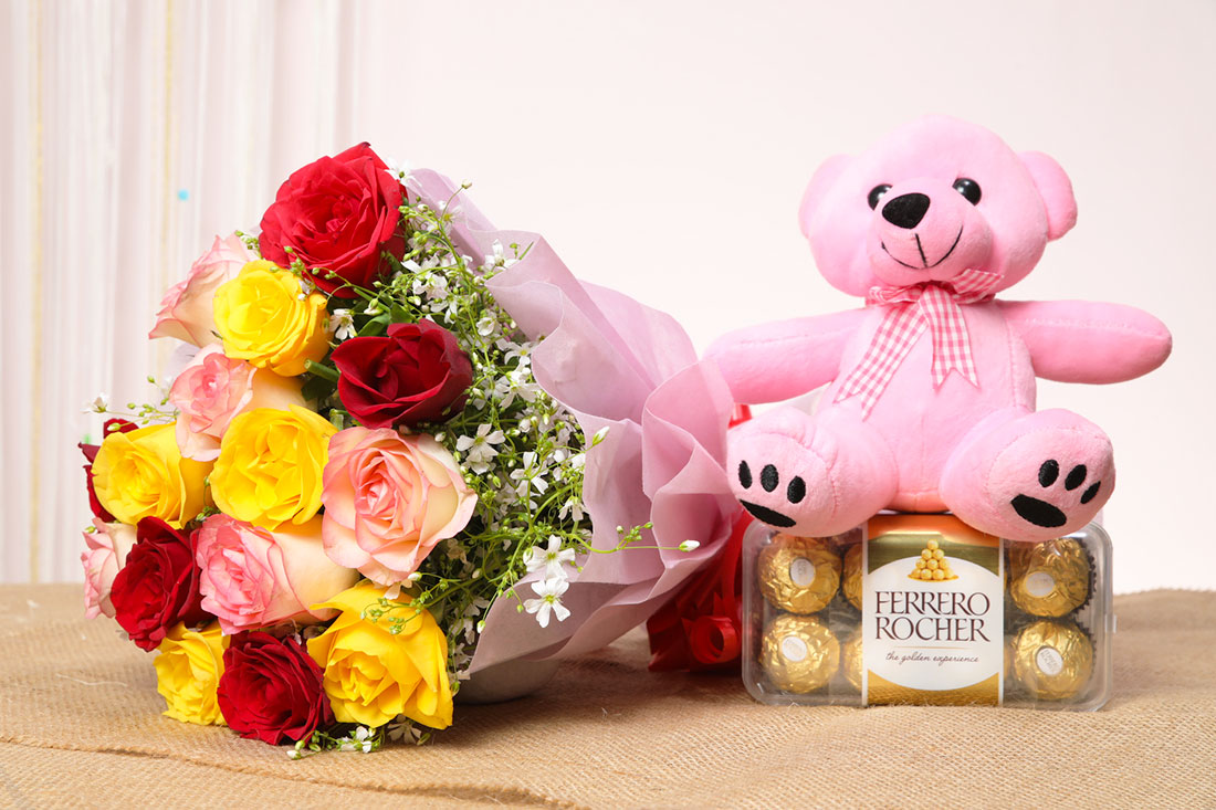 Rose Teddy and Chocolate Combo Send Now
