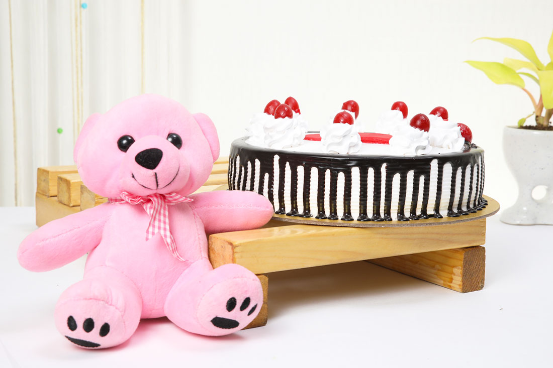 Order Black Forest Cake with Teddy