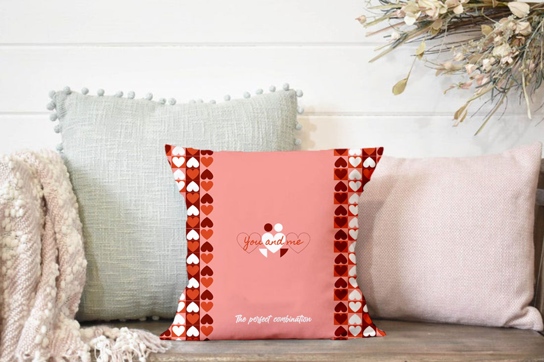 Send Heart Printed Cushion Online