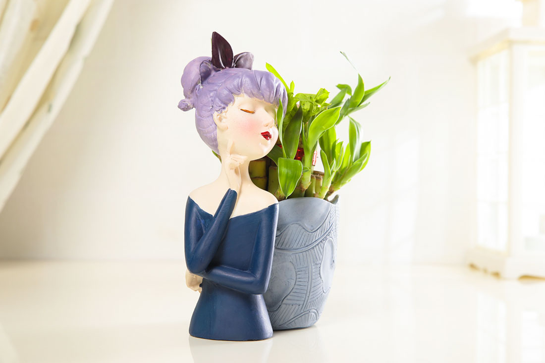 Buy Small Lucky Bamboo In Resin Pot