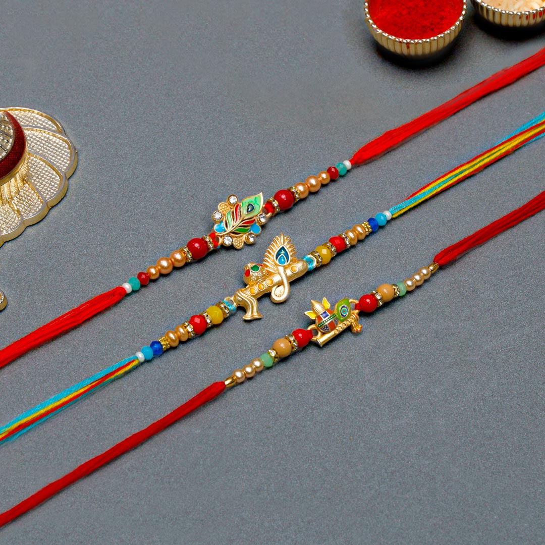 Buy Elegant Divine Rakhi Set of 3 Online