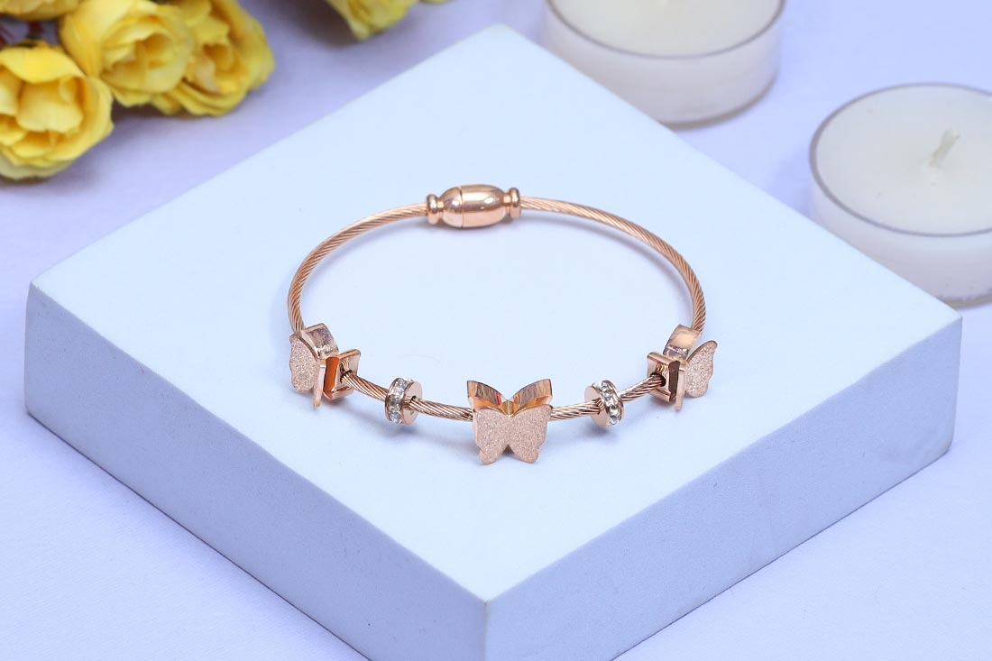 Classy Butterfly Rose Golden Bracelet