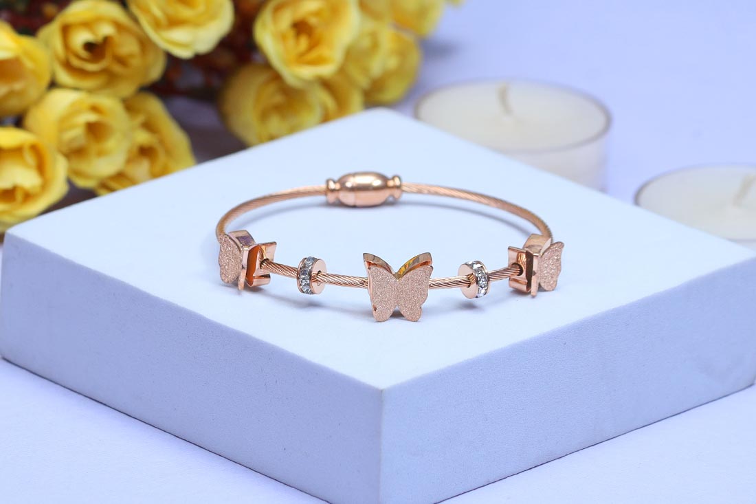 Classy Butterfly Rose Golden Bracelet Online