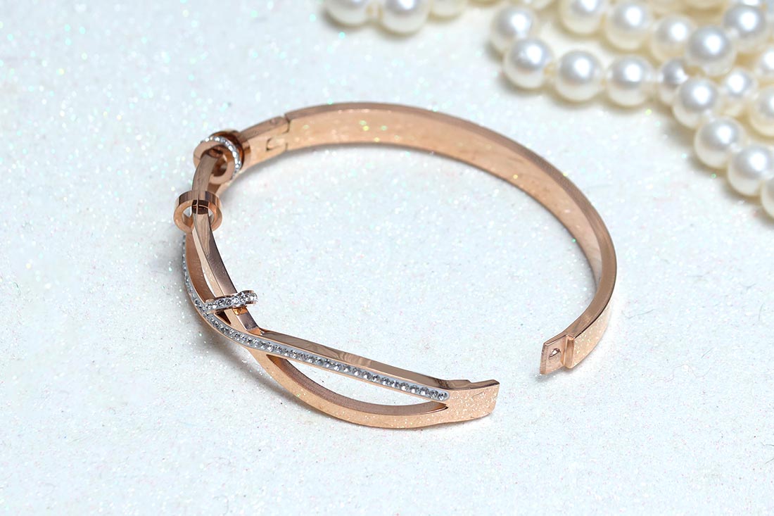 Contemporary Zirconia Brass Bracelet