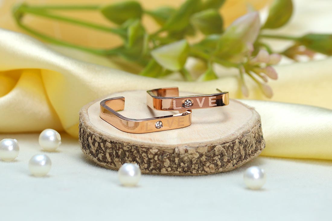 Order Square Love Rose Gold Earrings Online