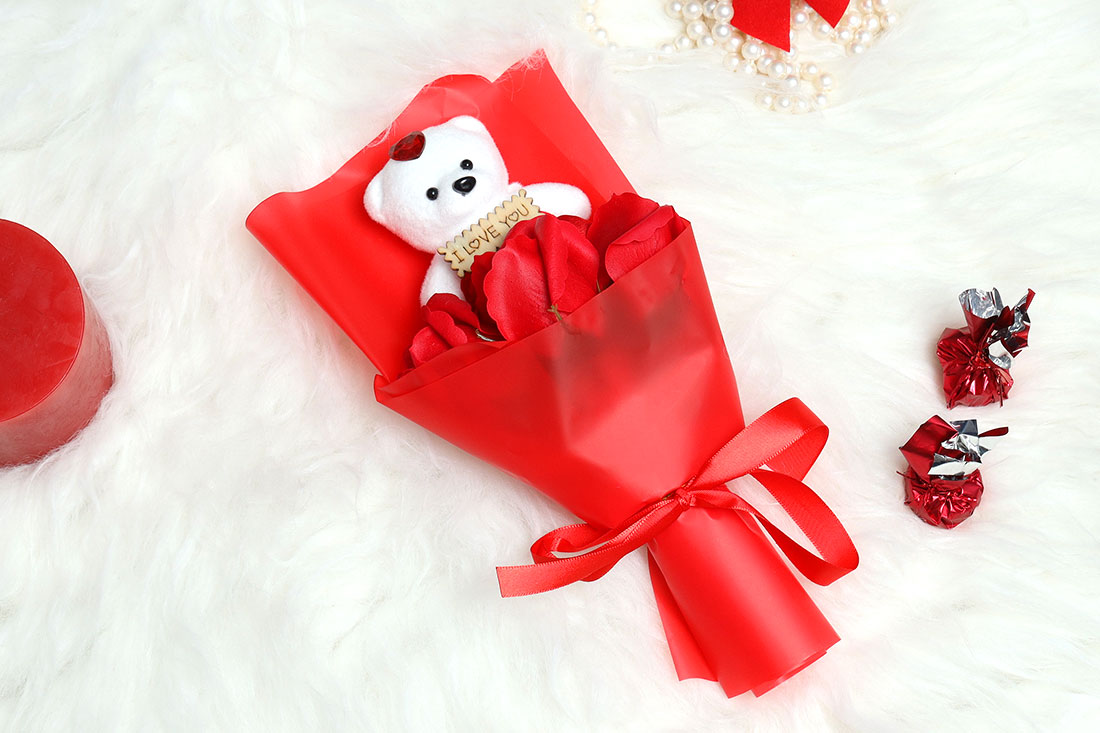 Valentine's Special Red Teddy Bouquet