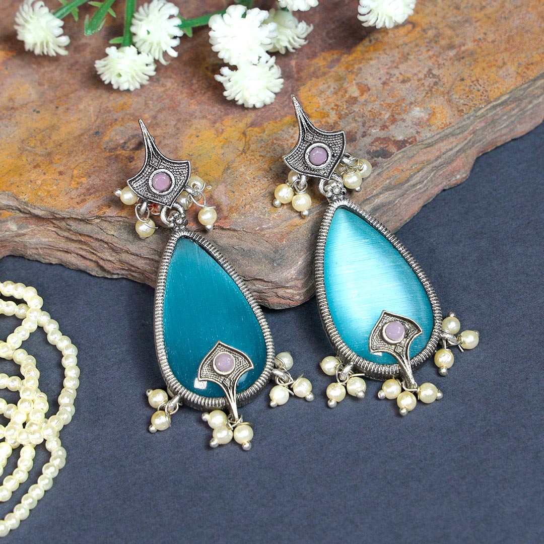 Send Adorable Blue Stone Earrings