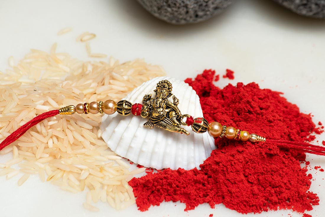 Antique lord ganesha rakhi