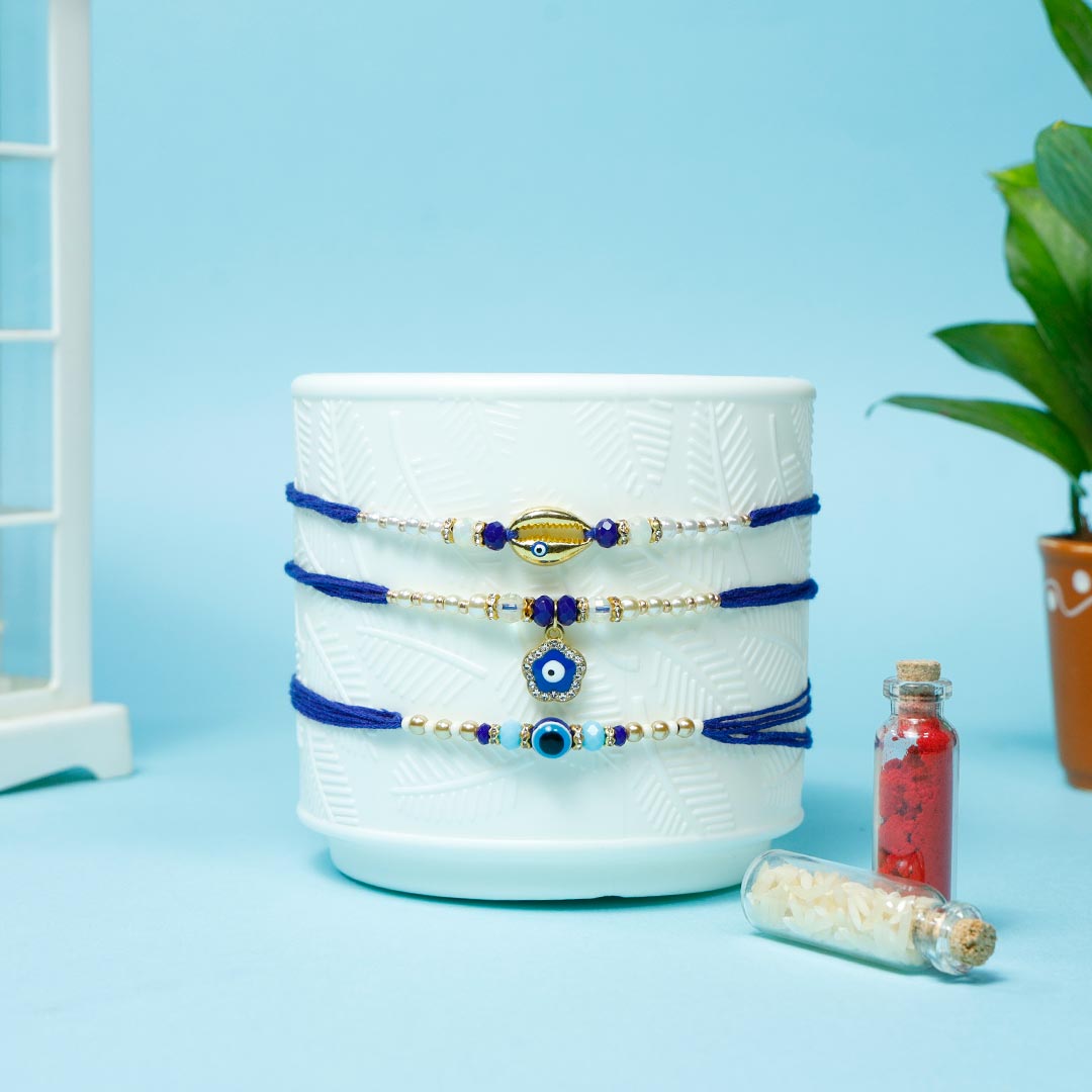 Beautiful Evil Eye Rakhi Set Of 4 Send Now