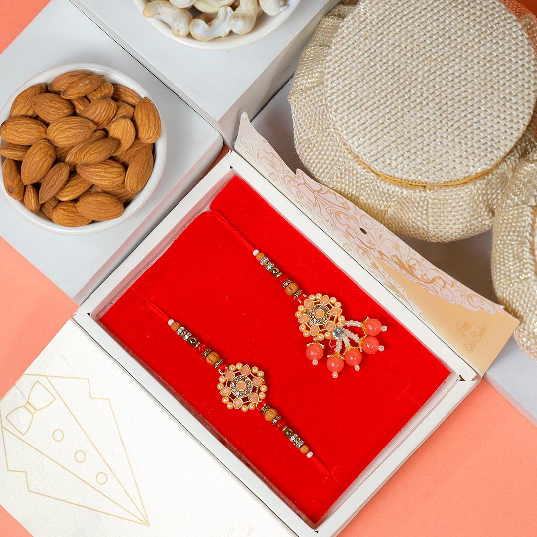 Bhaiya Bhabhi Rakhi Set With Dry Fruits