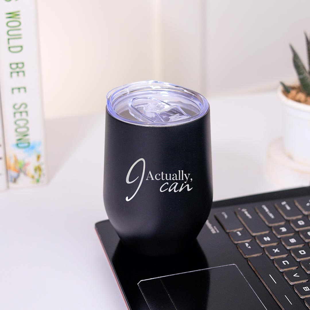 Black Solid Sipper With Customized Message