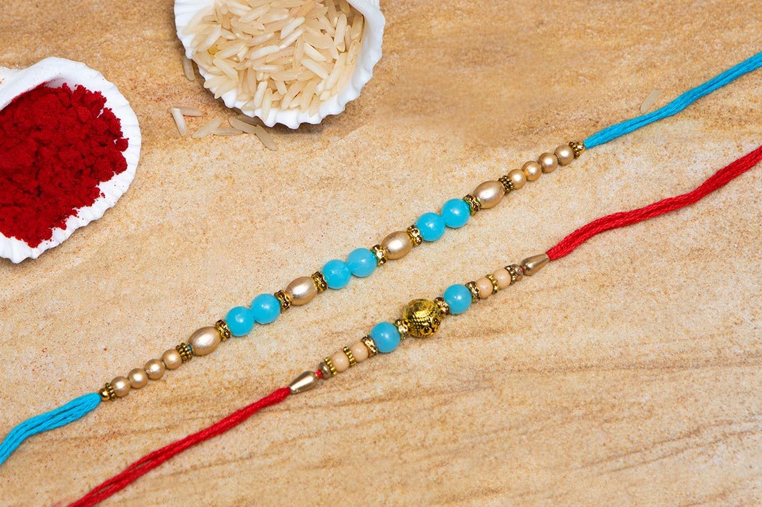 Blue Pearl Rakhi Combo