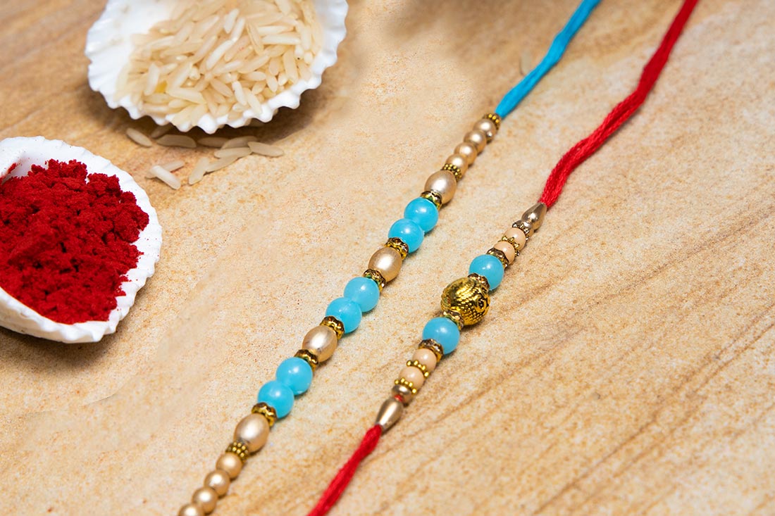 Blue Pearl Rakhi Combo