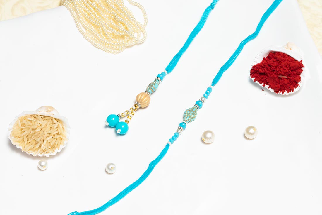 Blue Rakhi With Beads