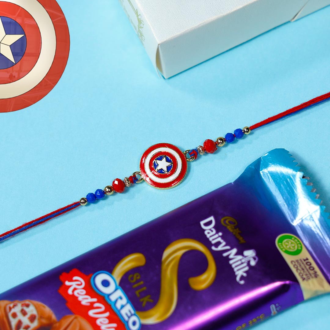 Captain America Rakhi with Dairy Milk