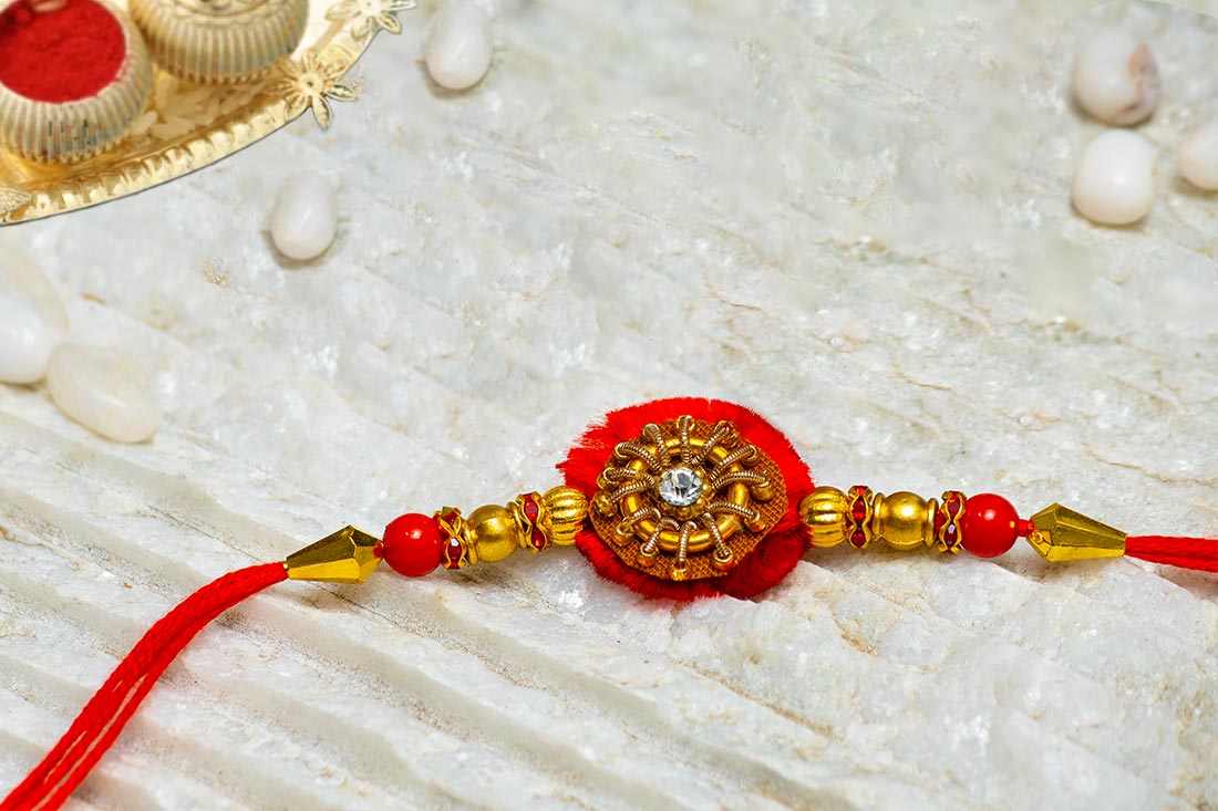 Circular Rakhi With Moli Strings