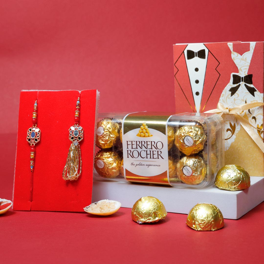 Classic Stone Rakhi N Lumba With Ferrero Rocher Buy Online