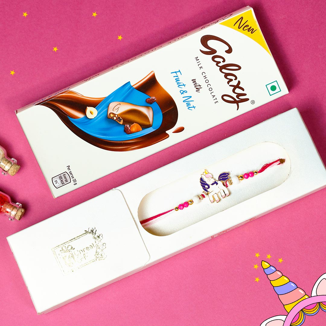 Cute Unicorn Rakhi & Chocolate