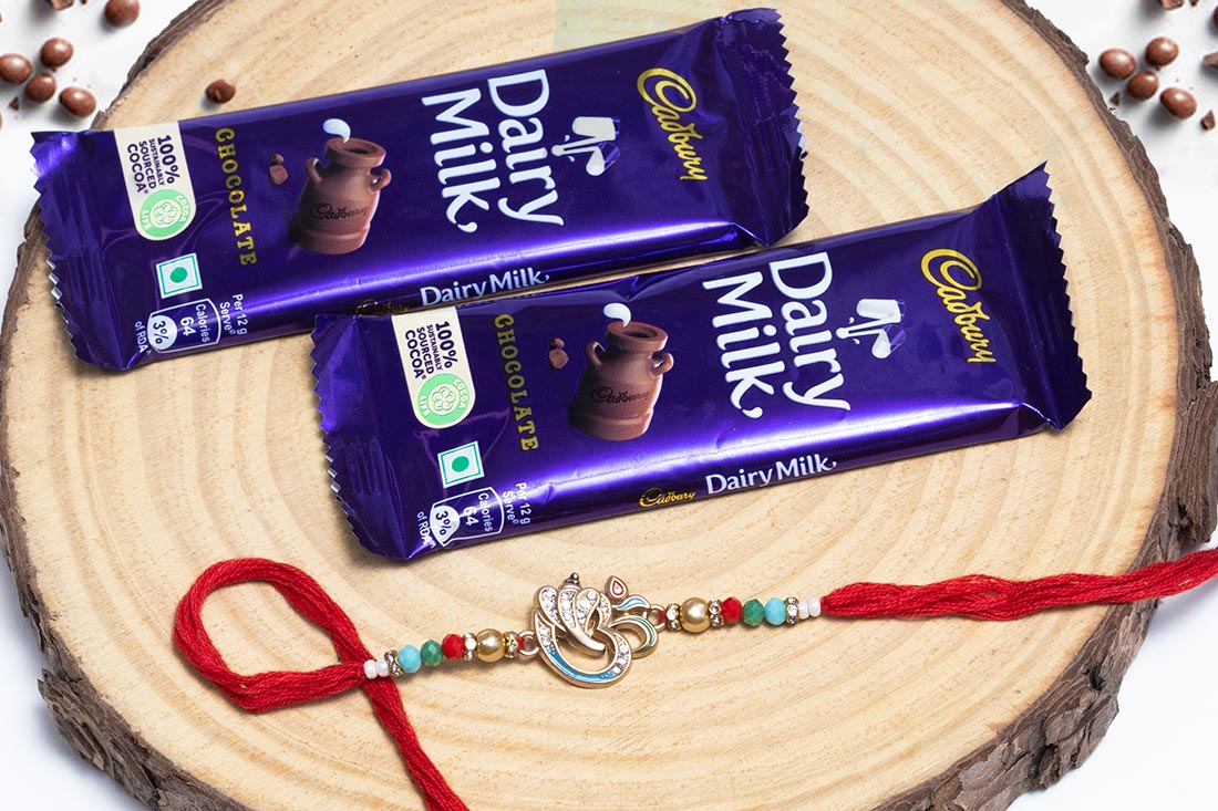 Send Dairy Milk Combo With Ganesha Rakhi