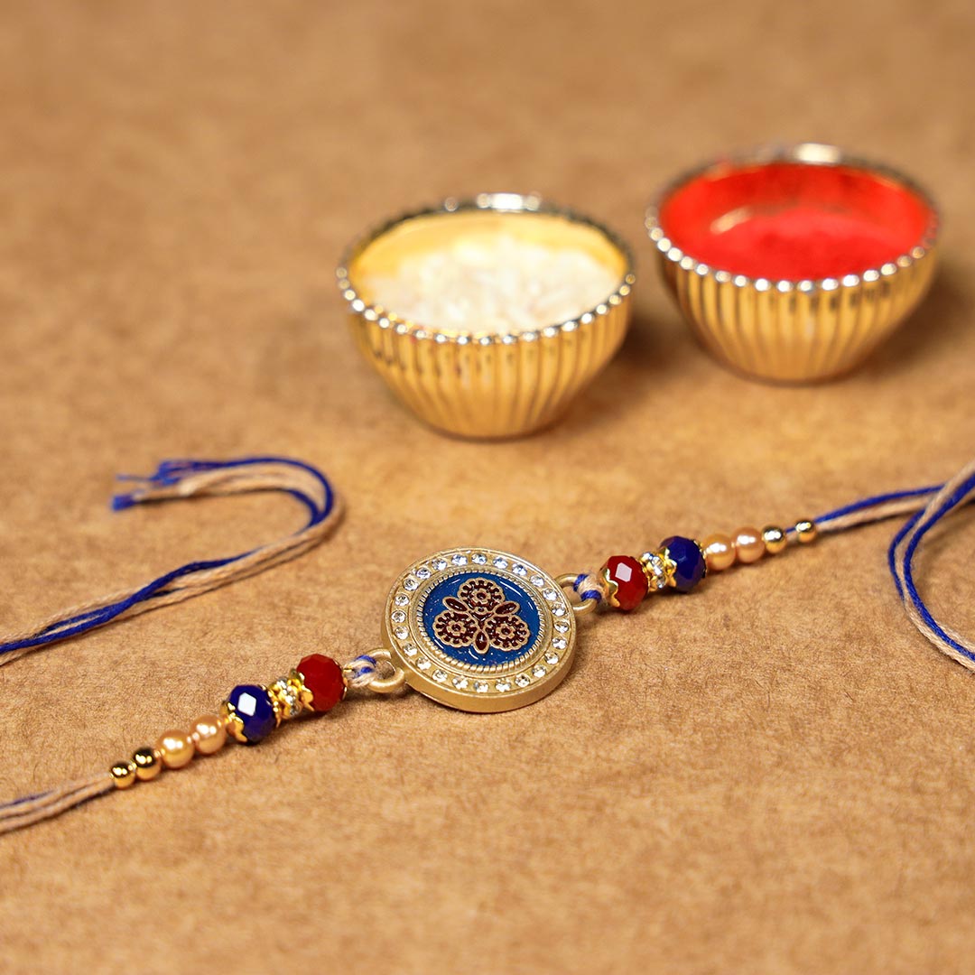 Designer Diamond Rakhi With Dry Fruits & Dark Chocolates