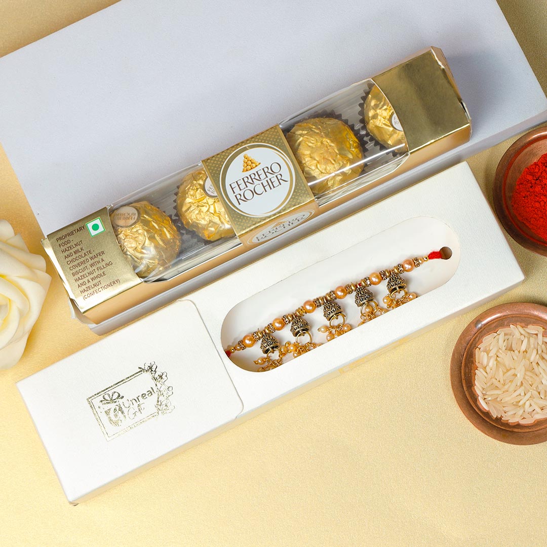 Buy Designer Ornament Rakhi with Ferrero  Rocher