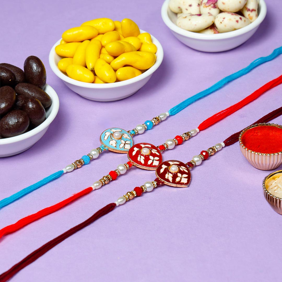 Designer Rakhi (Set of 3) With Dragees Order Now