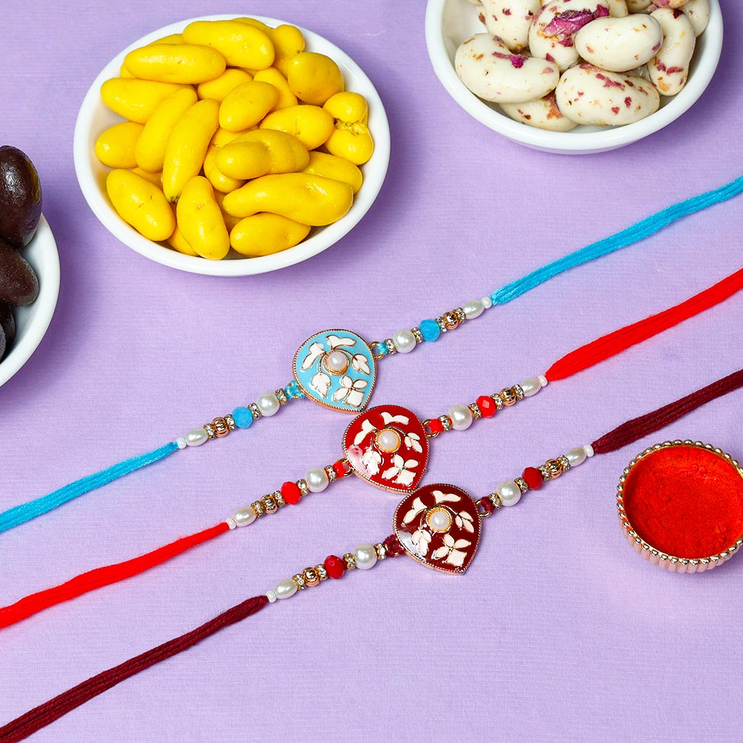 Designer Rakhi (Set of 3) With Dragees