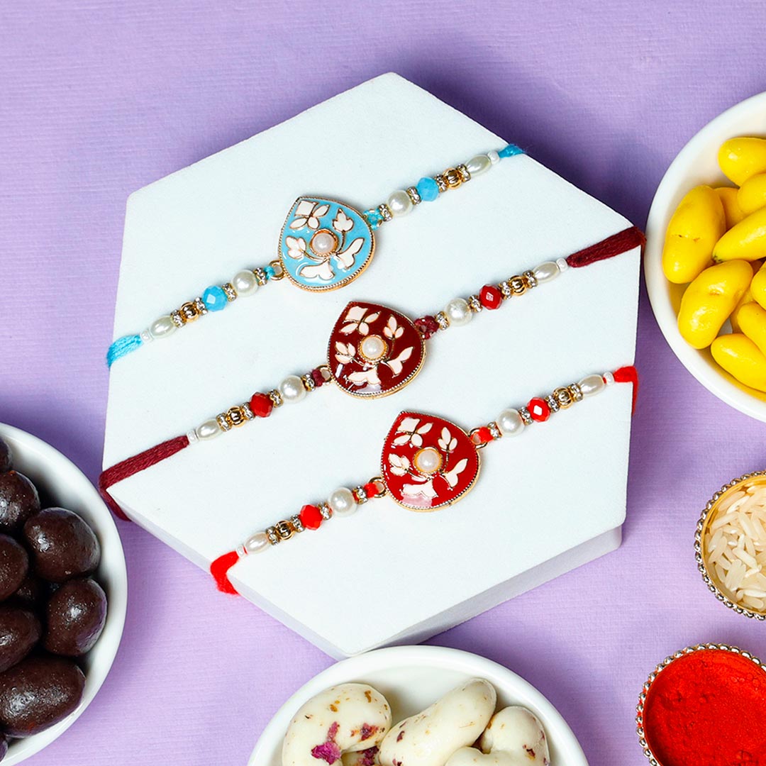 Designer Rakhi (Set of 3) With Dragees