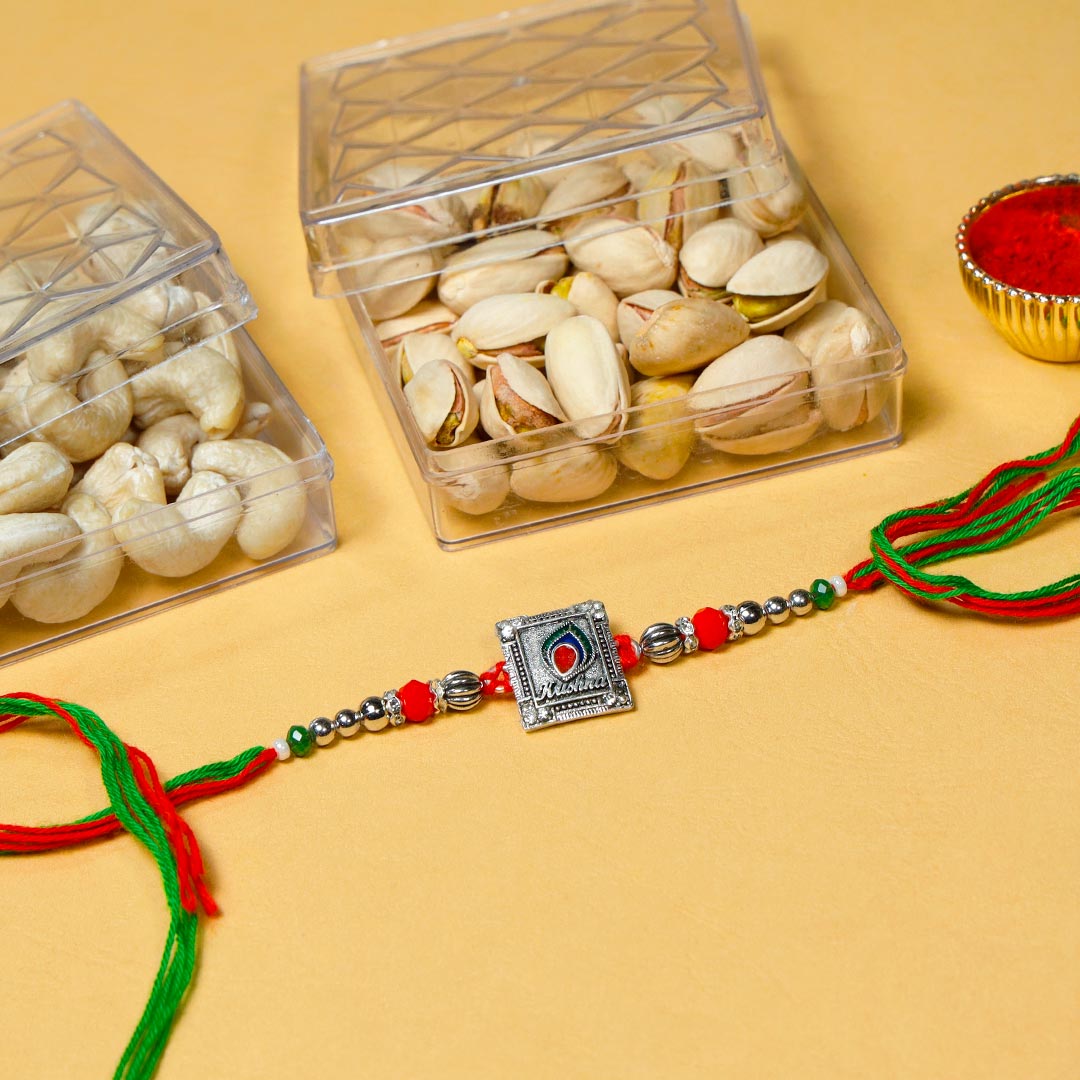 Divine Krishna Rakhi with Pistachio N Kaju Hamper Order Now