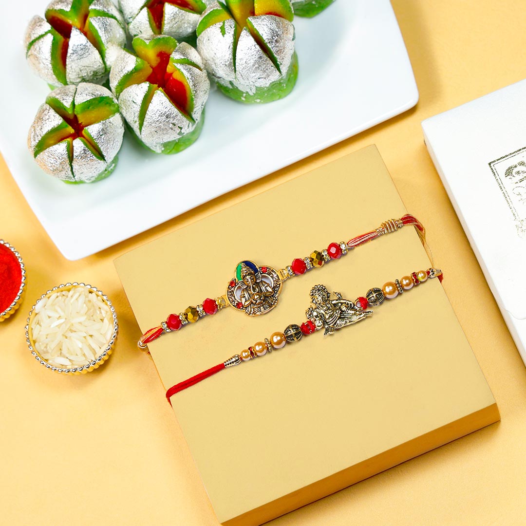 Order Divine Rakhi Set With Kaju Phool Sweets Online