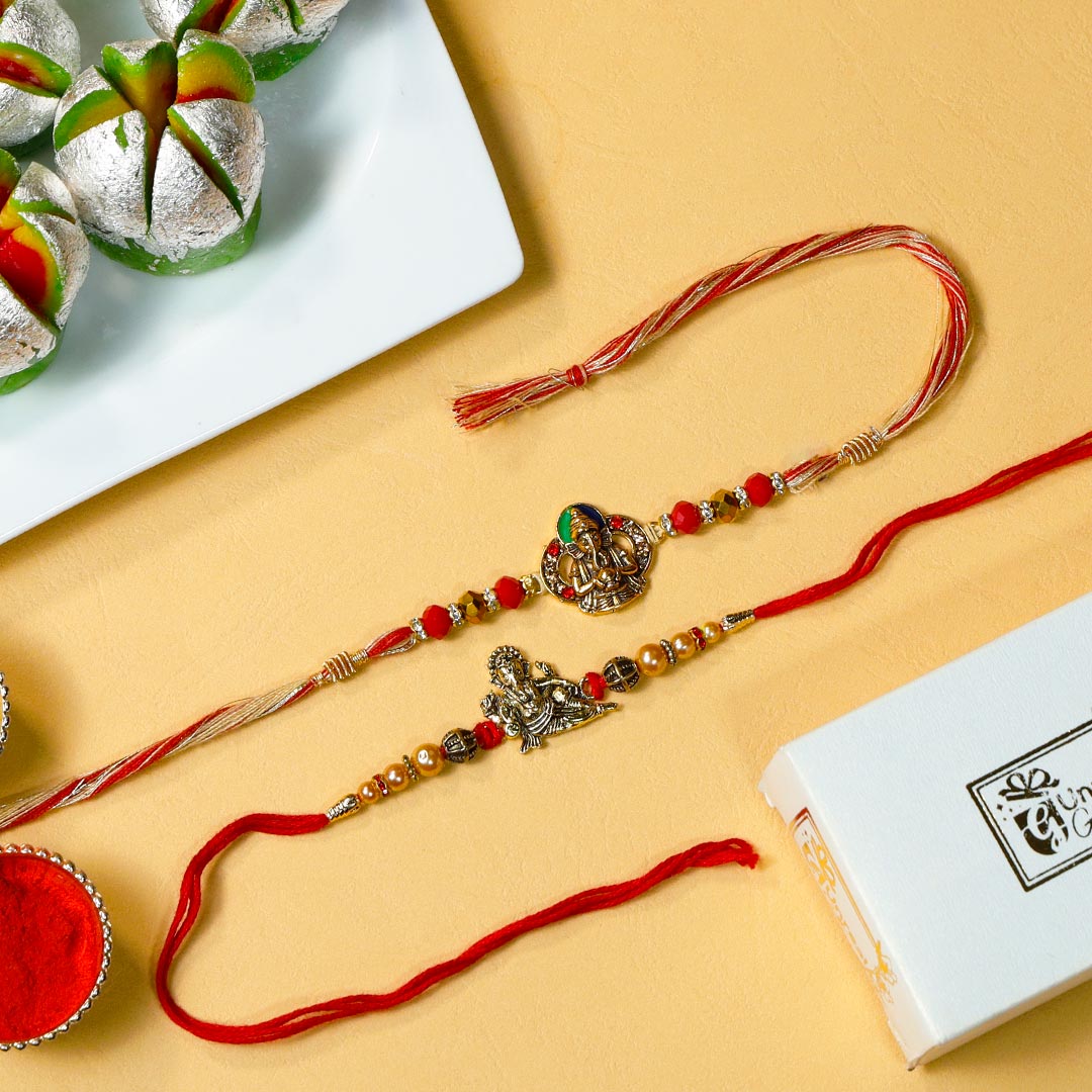 Divine Rakhi Set With Kaju Phool Sweets