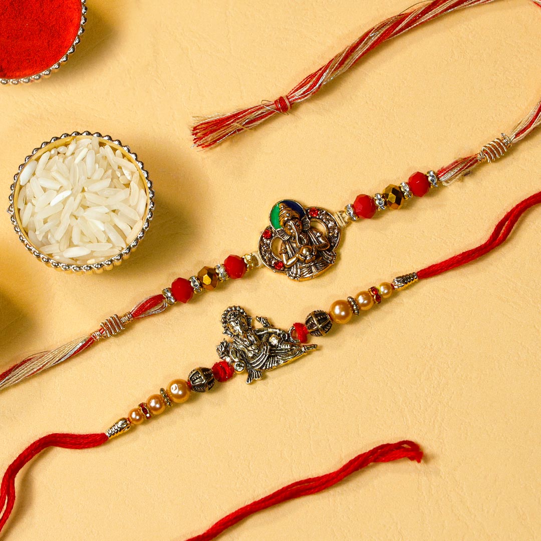 Divine Rakhi Set With Kaju Phool Sweets