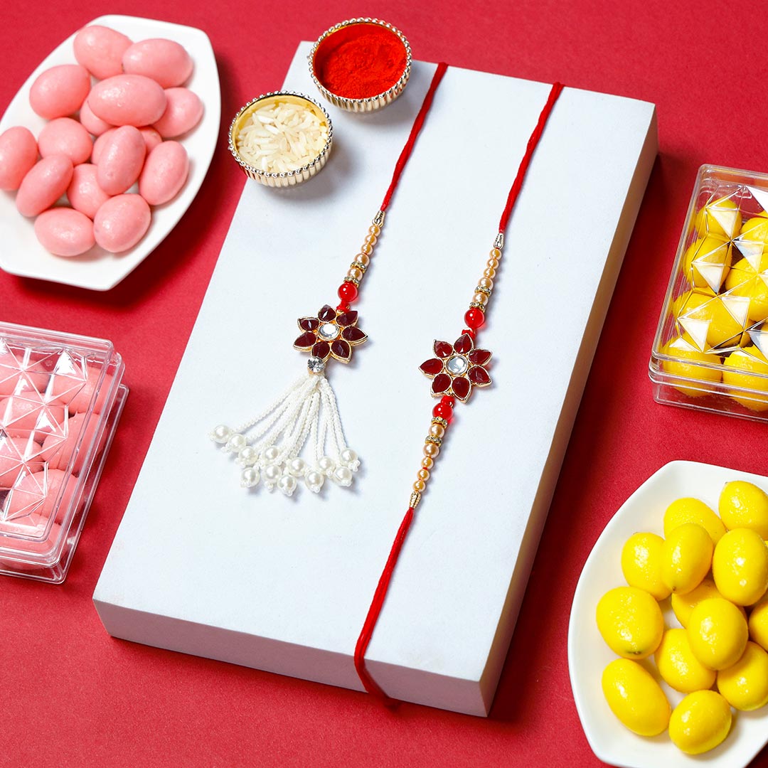 Dragees With Stone Couple Rakhi